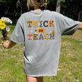 Trick Or Teach Funny School Teacher Halloween Costume Women's Comfort Colors T-Shirt Back Print Grey