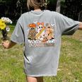 Trick Or Teach Groovy Teacher Halloween Floral Ghost Women's Comfort Colors T-Shirt Back Print Grey Trick Or Teach Groovy Teacher Halloween Floral Ghost Women's Comfort Colors T-Shirt Back Print Grey