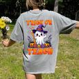 Trick Or Teach Teacher Halloween Ghost Pencil Floral Women's Comfort Colors T-Shirt Back Print Grey