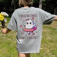 Trick Or Treat Point Your Feet Halloween Ghost Dance Teacher Women's Comfort Colors T-Shirt Back Print Grey