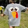 Turkey Face Halloween Costume Thanksgiving Teacher Nurse Women's Comfort Colors T-Shirt Back Print Grey Turkey Face Halloween Costume Thanksgiving Teacher Nurse Women's Comfort Colors T-Shirt Back Print Grey