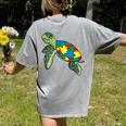 Turtle Puzzle Pieces For Autism Awareness Kids Women Teacher Women's Comfort Colors T-Shirt Back Print Grey Turtle Puzzle Pieces For Autism Awareness Kids Women Teacher Women's Comfort Colors T-Shirt Back Print Grey