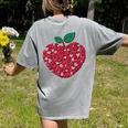 Valentines Day Teacher Hearts Apple Love Teach Women Men Women's Comfort Colors T-Shirt Back Print Grey
