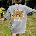 Wild About Reading Teacher Back To School Leopard Rainbow Women's Comfort Colors T-Shirt Back Print Grey Wild About Reading Teacher Back To School Leopard Rainbow Women's Comfort Colors T-Shirt Back Print Grey