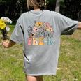 Wildflower Pre-K Preschool Team Floral Teacher Girls Women's Comfort Colors T-Shirt Back Print Grey Wildflower Pre-K Preschool Team Floral Teacher Girls Women's Comfort Colors T-Shirt Back Print Grey