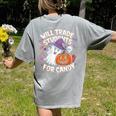 Will Trade Students For Candy Halloween Teacher Women's Comfort Colors T-Shirt Back Print Grey Will Trade Students For Candy Halloween Teacher Women's Comfort Colors T-Shirt Back Print Grey