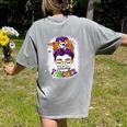 Witchy Teacher Halloween Messy Bun Teacher Bleached Women's Comfort Colors T-Shirt Back Print Grey Witchy Teacher Halloween Messy Bun Teacher Bleached Women's Comfort Colors T-Shirt Back Print Grey