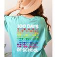 100 Days Of School Heart Love Teacher Or Student 100th Day Women's Comfort Colors T-Shirt Back Print Chalky Mint