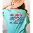 2nd Grade Batter Up Back To School Baseball Teacher Kids Women's Comfort Colors T-Shirt Back Print Chalky Mint