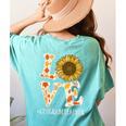 4th Grade Teacher Love Autumn Fall Sunflower Appreciation Women's Comfort Colors T-Shirt Back Print Chalky Mint