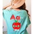 A Is For Apple Pre-K Kindergarten Teacher Student Women's Comfort Colors T-Shirt Back Print Chalky Mint