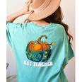 Art Teacher Pumpkin Halloween Night Men Women Women's Comfort Colors T-Shirt Back Print Chalky Mint