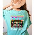 Back To School Retro Teaching Is My Jam 80s Teacher Boombox Women's Comfort Colors T-Shirt Back Print Chalky Mint Back To School Retro Teaching Is My Jam 80s Teacher Boombox Women's Comfort Colors T-Shirt Back Print Chalky Mint
