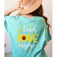 Back To School Teach Love And Inspire Teacher Sunflower Women's Comfort Colors T-Shirt Back Print Chalky Mint Back To School Teach Love And Inspire Teacher Sunflower Women's Comfort Colors T-Shirt Back Print Chalky Mint