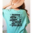 Blessed To Be A Catholic School Teacher Christian Teaching Women's Comfort Colors T-Shirt Back Print Chalky Mint