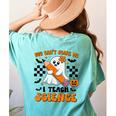 You Can't Scare Me I Teach Science Retro Teacher Halloween Women's Comfort Colors T-Shirt Back Print Chalky Mint
