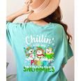 Chillin With My Pre-K Snowmies Christmas Teacher Xmas Women's Comfort Colors T-Shirt Back Print Chalky Mint