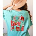Christmas Coquette Bow Teacher Teach Love Inspire Women's Comfort Colors T-Shirt Back Print Chalky Mint