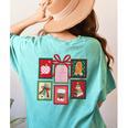 Christmas Teacher Stamps Women's Comfort Colors T-Shirt Back Print Chalky Mint