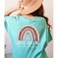 Coffee Gives Me Teacher Powers Leopard Rainbow Teacher Women's Comfort Colors T-Shirt Back Print Chalky Mint Coffee Gives Me Teacher Powers Leopard Rainbow Teacher Women's Comfort Colors T-Shirt Back Print Chalky Mint