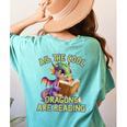 All The Cool Dragons Are Reading Dragon Teacher Women's Comfort Colors T-Shirt Back Print Chalky Mint