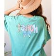 Coquette Bow Teach Teacher Happy First Day Back To School Women's Comfort Colors T-Shirt Back Print Chalky Mint