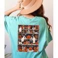 Cute Ghost Book Reading Books Lover Spooky Teacher Halloween Women's Comfort Colors T-Shirt Back Print Chalky Mint
