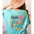 Cute Hello Second Grade Back To School Coquette Teacher Girl Women's Comfort Colors T-Shirt Back Print Chalky Mint Cute Hello Second Grade Back To School Coquette Teacher Girl Women's Comfort Colors T-Shirt Back Print Chalky Mint