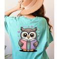 Cute Reading Owl Book Lover Teacher Librarian Bookworm Women's Comfort Colors T-Shirt Back Print Chalky Mint Cute Reading Owl Book Lover Teacher Librarian Bookworm Women's Comfort Colors T-Shirt Back Print Chalky Mint
