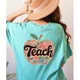 Cute Teacher With Apple Retro Teacher Kids Back To School Women's Comfort Colors T-Shirt Back Print Chalky Mint Cute Teacher With Apple Retro Teacher Kids Back To School Women's Comfort Colors T-Shirt Back Print Chalky Mint