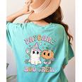 Daycare Boo Crew Groovy Halloween Floral Ghost Kid Teacher Women's Comfort Colors T-Shirt Back Print Chalky Mint Daycare Boo Crew Groovy Halloween Floral Ghost Kid Teacher Women's Comfort Colors T-Shirt Back Print Chalky Mint