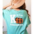 Fall Kindergarten Teacher K Is For Buffalo Plaid Pumpkin Women's Comfort Colors T-Shirt Back Print Chalky Mint Fall Kindergarten Teacher K Is For Buffalo Plaid Pumpkin Women's Comfort Colors T-Shirt Back Print Chalky Mint