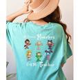 My Favorite Monsters Call Me Teacher Thank Mummy Vampire Bat Women's Comfort Colors T-Shirt Back Print Chalky Mint