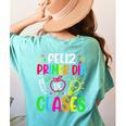 Feliz Primer Dia De Clases Kids Girl Teacher Spanish School Women's Comfort Colors T-Shirt Back Print Chalky Mint