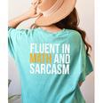 Fluent In Math And Sarcasm Teacher Women's Comfort Colors T-Shirt Back Print Chalky Mint Fluent In Math And Sarcasm Teacher Women's Comfort Colors T-Shirt Back Print Chalky Mint