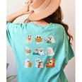 Ghost Reading Teacher Halloween Librarian Book Lover School Women's Comfort Colors T-Shirt Back Print Chalky Mint