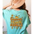 Groovy Coffee Teach Repeat Retro Teacher Women's Comfort Colors T-Shirt Back Print Chalky Mint Groovy Coffee Teach Repeat Retro Teacher Women's Comfort Colors T-Shirt Back Print Chalky Mint
