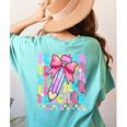 Groovy Teacher Cute Coquette Bow Flower Retro Back To School Women's Comfort Colors T-Shirt Back Print Chalky Mint