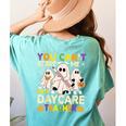 Halloween You Can't Scare Me I'm a Daycare Teacher Ghost Women's Comfort Colors T-Shirt Back Print Chalky Mint