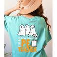 Halloween PE Teacher Shirt Can't Scare Me Women's Comfort Colors T-Shirt Back Print Chalky Mint