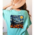 Halloween Pumpkin Starry Night Van Gogh Art Teacher Women's Comfort Colors T-Shirt Back Print Chalky Mint