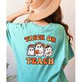 Halloween Teacher Ghosts Trick Or Teach Retro Costume Women Women's Comfort Colors T-Shirt Back Print Chalky Mint