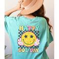 Happy Dot Day Hippie Flowers Smile Face Groovy Teacher Kids Women's Comfort Colors T-Shirt Back Print Chalky Mint