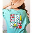 Happy Fri-Yay Teacher Back To School Friday Lovers Women's Comfort Colors T-Shirt Back Print Chalky Mint Happy Fri-Yay Teacher Back To School Friday Lovers Women's Comfort Colors T-Shirt Back Print Chalky Mint