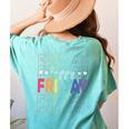Happy Fri Yay Teacher Friday Saying Women's Comfort Colors T-Shirt Back Print Chalky Mint