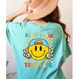 Happy To See Your Face Hippie Smile Back To School Teachers Women's Comfort Colors T-Shirt Back Print Chalky Mint