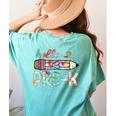 Hello Pre-K Pencil Teacher Student Tie Dye Women's Comfort Colors T-Shirt Back Print Chalky Mint Hello Pre-K Pencil Teacher Student Tie Dye Women's Comfort Colors T-Shirt Back Print Chalky Mint