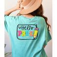Hello Pre-K Team Preschool Teacher Kids Back To School Women's Comfort Colors T-Shirt Back Print Chalky Mint Hello Pre-K Team Preschool Teacher Kids Back To School Women's Comfort Colors T-Shirt Back Print Chalky Mint