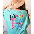 Hello TK Transitional Kindergarten Back To School Teacher Women's Comfort Colors T-Shirt Back Print Chalky Mint Hello TK Transitional Kindergarten Back To School Teacher Women's Comfort Colors T-Shirt Back Print Chalky Mint