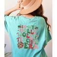 In My Holly Xmas Jolly Teacher Era Teacher Vibes Christmas For Men Women Kids Women's Comfort Colors T-Shirt Back Print Chalky Mint